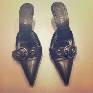 Prada Pointed Kitten Slides